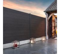 Gardenode Easy Clôture Kit clôture Composite et Aluminium à sceller H 1m80 L 7m20 Gris Anthracite avec Renforts Acier - Palissade - Brise Vue