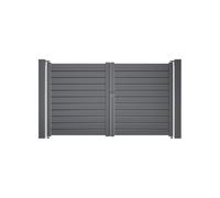 Gardenode Easy Clôture Portail battant Aluminium Persienne - Largeur 3m25 - Hauteur 1m90 - Gris Anthracite - Prêt à Poser