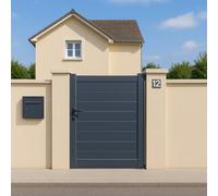 Gardenode Easy Clôture Portillon Aluminium Plein - Largeur 1m50 - Hauteur 1m90 - Gris Anthracite - Prêt à Poser