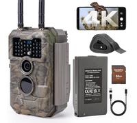 GardePro E6 2.0 Pro 4K Camera de Chasse WiFi, Batterie de 7800 mAh et Carte SD de 64 Go, Portée WiFi de 50 mètres, 64MP Caméra de Chasse Connectée Telephone, Camera Vision Nocturne Animaux Exterieur