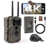 GardePro E6 2.0 Pro 4K Camera de Chasse WiFi, Batterie de 7800 mAh et Carte SD de 64 Go, Portée WiFi de 50 mètres, 64MP Caméra de Chasse Connectée Telephone, Camera Vision Nocturne Animaux Exterieur