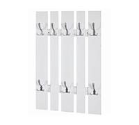 Garderobe murale en MDF coloris blanc-optique inox - Dim : L65 x P9 x H100cm --