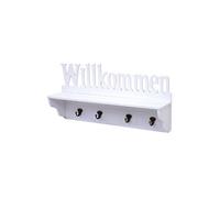 Garderobe murale HWC-D41 4 crochets massifs 30x60x13cm blanc