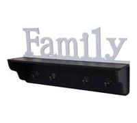 Garderobe murale MENDLER HWC-D41 Family 4 crochets massifs 30x60x13cm noir blanc G
