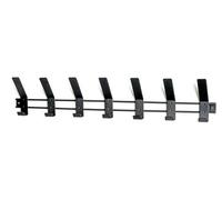 Garderobe murale, Patère murale avec 7 crochets en métal coloris noir - longueur 74 x profondeur 6 x hauteur 13 cm - -
