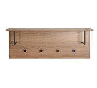 Garderobe murale, patère murale coloris chêne et métal noir - Longueur 80 x Profondeur 20 x Hauteur 30 cm - -