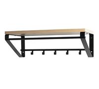 Garderobe murale, patère murale en bois coloris chêne clair et métal noir - longueur 70 x profondeur 30 x hauteur 23 cm - -