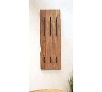 Garderobe murale, patère murale en bois coloris naturel et métal noir - longueur 36 x profondeur 12 x hauteur 100 cm - -