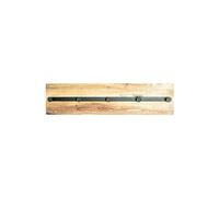 Garderobe murale / patère murale en bois massif chêne huilé et métal noir - Longueur 60 x Hauteur 15 x Profondeur 6 cm --