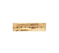 Garderobe murale / patère murale en bois massif chêne huilé et métal noir - Longueur 80 x Hauteur 20 x Profondeur 6 cm --