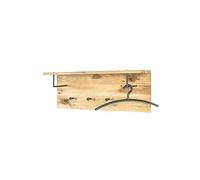 Garderobe murale / patère murale en bois massif chêne huilé et métal noir - Longueur 80 x Hauteur 30 x Profondeur 20 cm --