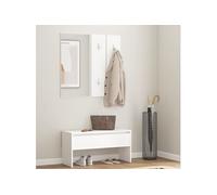 vidaXL Garderobe set bewerkt hout wit808783 Blanc G