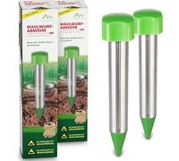 GARDIGIO® Répulsif Taupes Mini - Lot de 2 | Effaroucheur de Taupes à Piles | Anti Taupe Ultrason 400 Hz | Protection Contre Les Taupes pour Le Jardin | Effaroucheur de Campagnols et Mulots.
