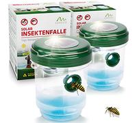 GARDIGO® Lot de 2 Pièges à Guêpes Réutilisable I Piège à Frelons à Suspendre I Solaire avec Lumière LED pour Attirer Les Insectes I Répulsif Anti Mouche I Attrape Insecte