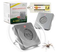 GARDIGO® Lot de 2 Prise Anti Araignée À Ultrasons I Antiparasitaire Ultrasonique pour Usage intérieur Empêche la Formation de Toiles d'Araignées I Portée 25m² I Répulsif Anti-Insectes.