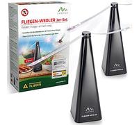 GARDIGO® Ventilateur Anti-Mouches Lot de 2 | Répulsif à Mouches pour Table, Terrasse, Cuisine et Jardin | Anti Mouche Intérieur & Extérieur | À Poser ou à Suspendre | Pales Holographiques Souples
