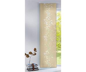 Gardinenbox 85611 Tendril Rideau Japonais Moderne Coulissant en Tissu dévoré de qualité supérieure avec Chariot de Panneaux, 245 x 60 cm (H x l) Sable