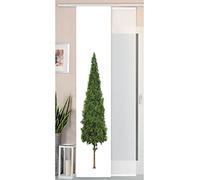 Gardinenbox Ensemble de 2 Panneaux coulissants, parois japonaises, Aspect Soie Sauvage et Voile, en Polyester, Motif : Arbre, 245 x 45 cm