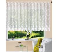 Gardinenbox Jacquard Mainz Galon fronceur Universel Blanc, Motif Floral, Rideau Transparent, Salon 13144, Tissu, HxB 145x300 cm