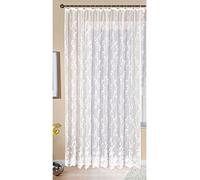 Gardinenbox Jacquard Mainz Galon fronceur Universel Blanc, Motif Floral, Rideau Transparent, Salon 13144, Tissu, HxB 245x300 cm