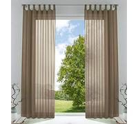 Gardinenbox Lot de 2 Ensemble de Rideaux Transparents en Voile à Passants avec Fermeture en Plomb, Polyester, Nougat, HxB 245x140 cm