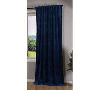 Gardinenbox Milano 20357 Rideau occultant en Velours avec Passants et Cordon de Serrage Bleu 280 x 135 cm