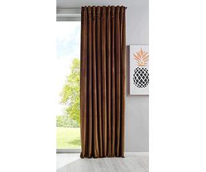 Gardinenbox Milano 20357 Rideau occultant en Velours avec Passants, Passant par Tunnel, Bande à Repasser, Peut être raccourcie Marron 1 pièce (H x l x l) 280 x 135 cm