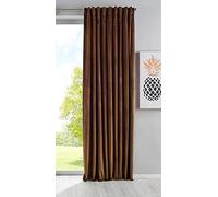 Gardinenbox Milano 20357 Rideau occultant en Velours Opaque avec Passants et Cordon de Serrage, Peut être raccourcie, Marron, 1 pièce, H x l 280 x 135 cm