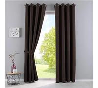 Gardinenbox Newyork 201920600-2 Lot de 2 Rideaux occultants Thermiques avec œillets et Protection Contre Les Rayons UV 100% Polyester Marron 225 x 140 cm
