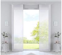 Gardinenbox Nizza 2019032-2 Lot de 2 Rideaux coulissants, en Voile de Coton Semi-Voile, Dimensions (H x l) : 245 x 60 cm, Couleur : Blanc, Transparent, Panneau, avec tringles et Barres de lestage
