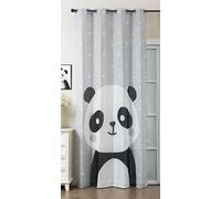 Gardinenbox Seoul Collection 2024120 Rideau à œillets en Fibre épaisse - Motif Panda - Impression numérique - Œillets - Aspect Lin - Seoul Transparent - Opaque - 245 x 140 cm (H x l)