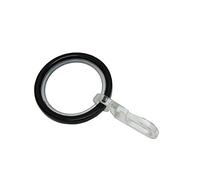 Gardinia Anneau pour Tringle à Rideau de 20 mm de Diamètre, Insert Coulissant et Crochet Pliant Inclus, 6 Pièces, Série Chicago, Largeur 4 mm, Métal, Noir