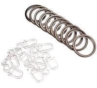 Gardinia Anneau pour Tringle à Rideau de 20 mm de Diamètre, Insert Coulissant et Crochet Pliant Inclus, 6 Pièces, Série Chicago, Largeur 4 mm, Métal, Titan