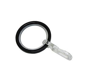 Gardinia Anneau pour Tringle à Rideau de 20 mm de Diamètre, Insert Coulissant et Crochet Pliant Inclus, 6 Pièces, Série Chicago, Largeur 4 mm, Métal, Noir