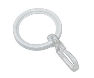 GARDINIA Anneau pour Tringle à Rideau de 20 mm de Diamètre, Insert Coulissant et Crochet Pliant Inclus, 10 Pièces, Série Chicago, Largeur 4 mm, Métal, Blanc
