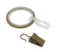 Gardinia Anneaux à Rideaux pour tringles à Rideaux de Ø19 mm, Inserts coulissants, Crochets et Pinces à Plis, Série Kira, 10 pièces, Métal, Cappuccino