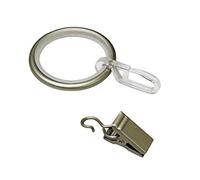 Gardinia Anneaux à Rideaux pour tringles à Rideaux de Ø19 mm, Inserts coulissants, Crochets et Pinces à Plis, Série Kira, 10 pièces, Métal, Champagne