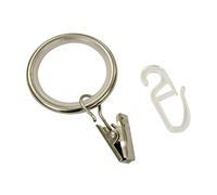 Gardinia Anneaux à Rideaux pour tringles à Rideaux de Ø19 mm, Inserts coulissants, Crochets et Pinces à Plis, Série Ally, 10 pièces, Métal, Aspect Acier Inoxydable