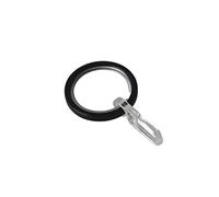 GARDINIA Anneaux de Rideau pour Tringle Ø 20 mm, Insert Coulissant et Crochet, 10 pièces, Série Chicago, Largeur 4 mm, Métal, Noir Mat