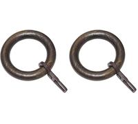 GARDINIA Anneaux de Rideau pour tringles à Rideaux avec Ø 28 mm, Inclus Patin Crochet plissé, Paquet de 10s, Largeur 9 mm, Set Lugano, Bois (Hêtre), Couleur: Colonial (Lot de 2)