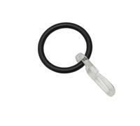 GARDINIA Anneaux pour Rideaux KOS, avec Crochets à pli, pour Le Set de tringles à Rideaux KOS, 6 pièces, intérieur Ø 27 mm, extérieur Ø 35 mm, Largeur 4 mm, métal, Noir Mat