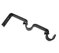 Gardinia Double Support pour Tringle à Rideau Ø 16 mm, 7/7 cm, Matériel de Fixation Inclus, Série Memphis, Noir Mat