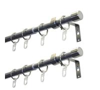GARDINIA Embouts de tringle à rideaux, ensemble de 2 pièces, 1 rail, Ø 19/16 mm, tringle à rideaux extensible des deux côtés, 120-190 cm ou 180-310 cm, aspect acier inoxydable
