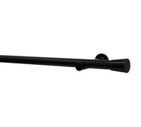 GARDINIA Ensemble de tringle à rideaux Korfu (124 cm, Ø 28 mm, noir) - Tringle à rideaux moderne en kit complet, 1 rail, supports et embouts pour fixation murale inclus