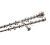 Gardinia Ensemble de Tringle à Rideaux Kugel, 2 Voies, Matériel de Montage INCL., Longueur 160 cm, Effet Acier Inoxydable