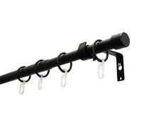 Gardinia Jeu de Tringles à Rideaux Cap 1 Rail Ø 19/16 cm 120-190 cm, Noir Mat, Extensible des 2 Côtés