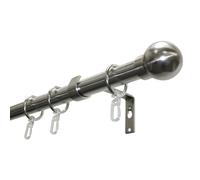 GARDINIA Jeu de Tringles à Rideaux Kugel, 1 Voie, Ensemble Complet Élégant avec Matériel de Montage, Ø 19 mm, 220 cm, Aspect INOX