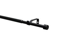 GARDINIA Kit de Tringles à Rideaux Kos Cap, extensible, garniture complète avec supports, embouts, matériel de fixation, longueur 120-210 cm, diamètre 19/16 mm, métal, noir mat
