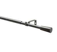 GARDINIA Kit de tringles à rideaux Kos Cone, extensible, garniture complète avec support, embouts, matériel de fixation, longueur 120-210 cm, diamètre 19/16 mm, métal, aspect inox