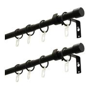 GARDINIA Kit tringle à rideaux extensible des deux côtés 1 rail Ø 19-16 mm Noir mat